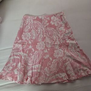 Chaps Pink and White A-Line Skirt